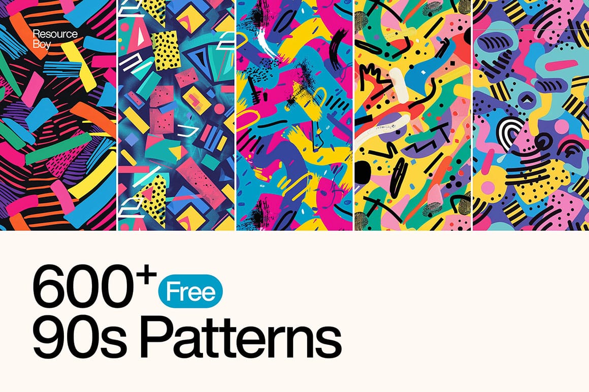 Download 600 Vibrant Free Retro & 90s Patterns