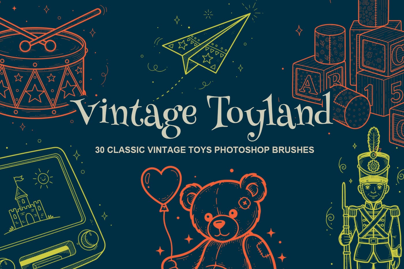 Vintage Toyland: 30 Free Classic Vintage Toys Photoshop Brushes