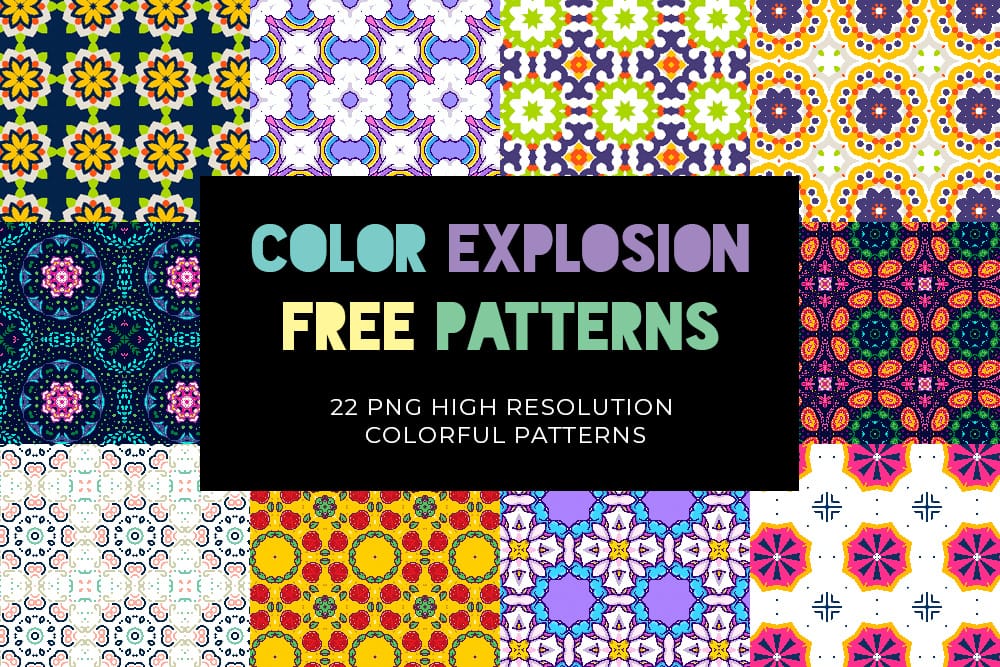 Download 22 colorful illustrated patterns