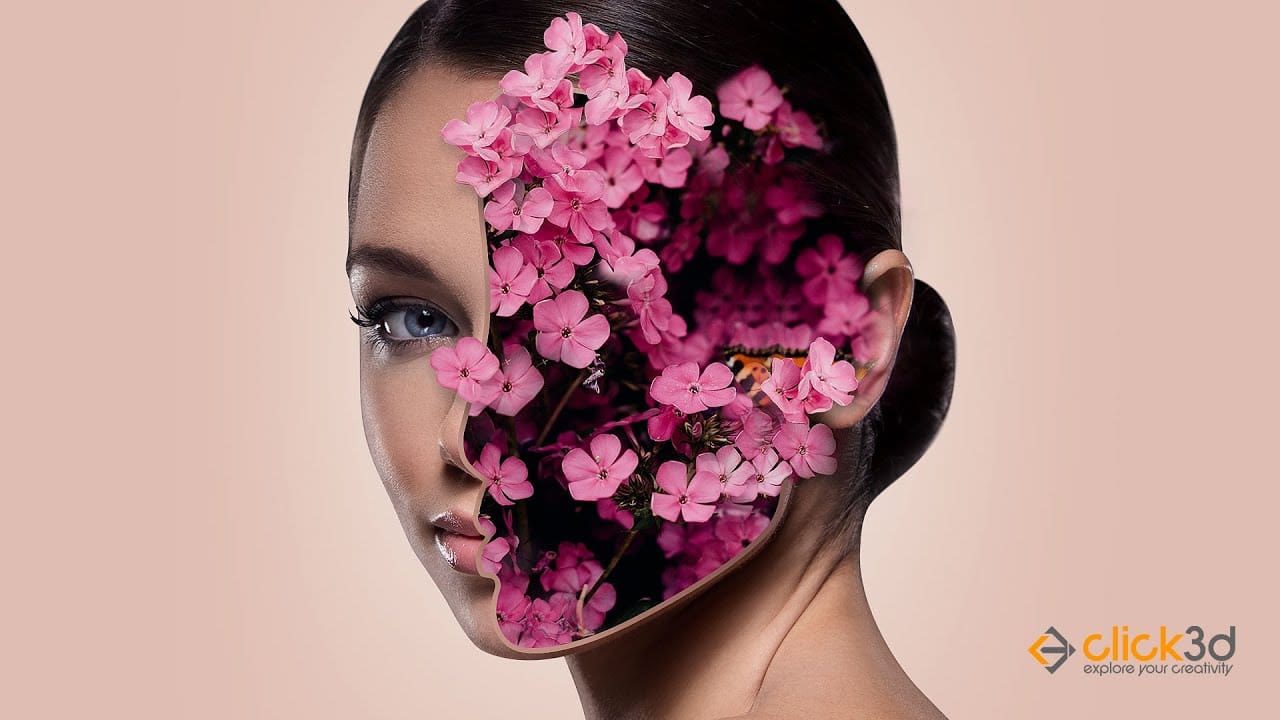 Surreal floral face photo manipulation in Photoshop